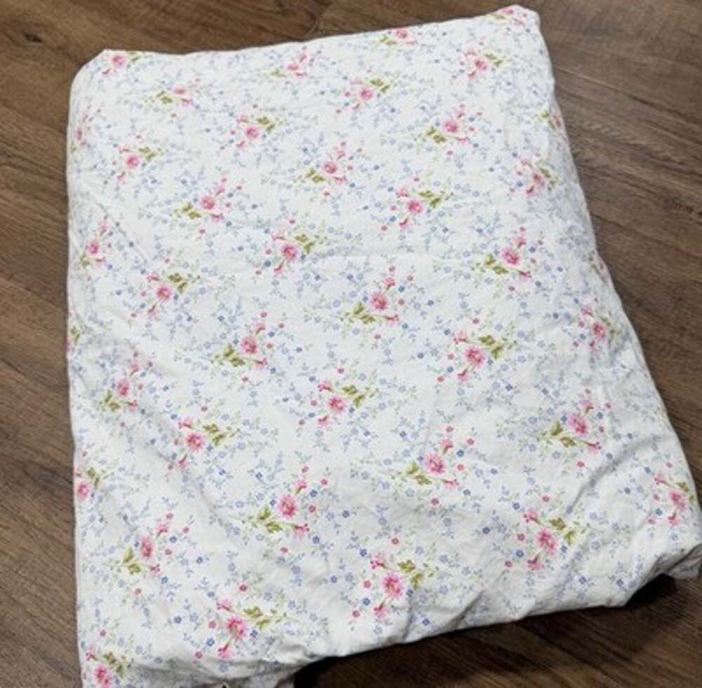 Ralph Lauren Twin Fitted Sheet Spring Bouquet Pink Blue Floral Shabby Cottage